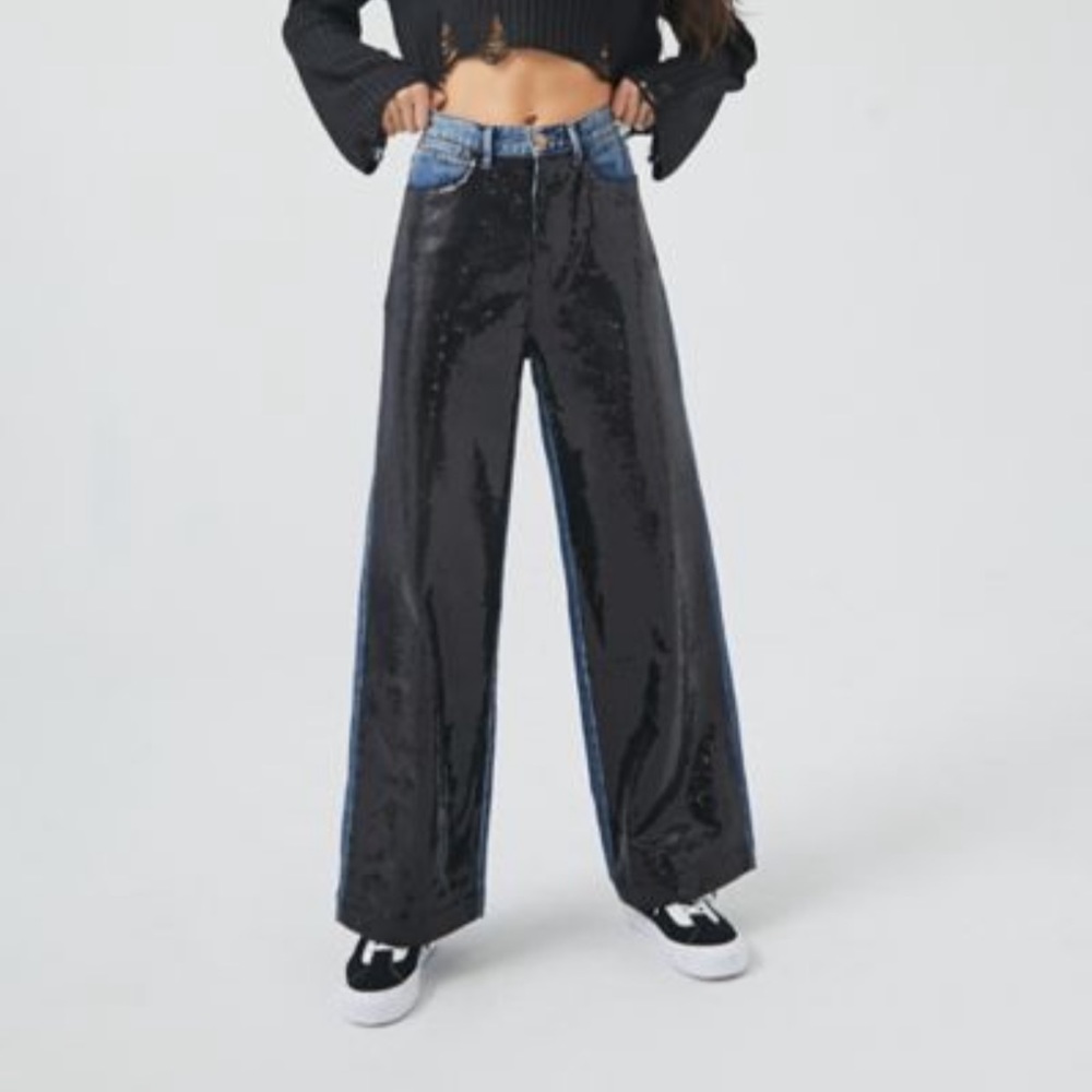 nwt urban outfitters sequin panel denim